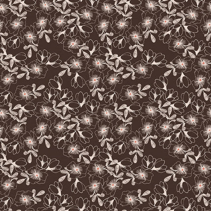 pbs fabrics A Walk In The Woods ~ Small Floral, Brown 12023521