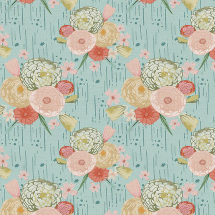 pbs fabrics Blossoms - Aqua