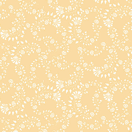 Benartex Chalk Barn Floral Trail Yellow  1621532B