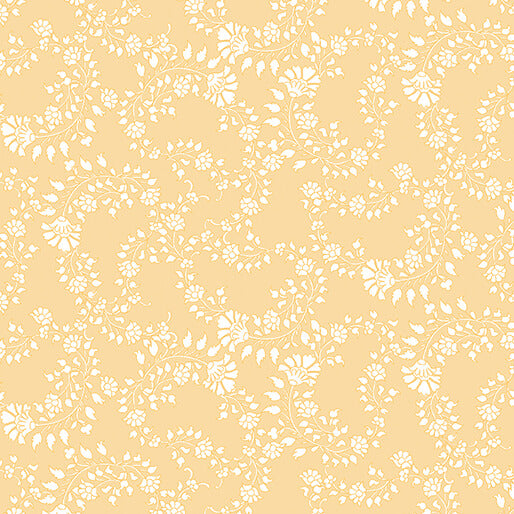 Benartex Chalk Barn Floral Trail Yellow  1621532B