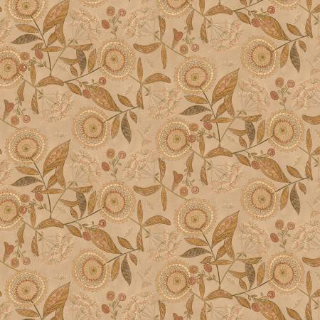 Henry Glass Oak & Maple Tan Large Floral Allover 3285-33