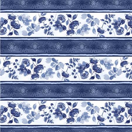 Wimington Prints Dreaming in Blue Multi Repeating Stripe # 36270-144