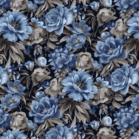 Studio E Dots and Holes Indigo Large Floral # 8149S-77