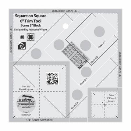 Creative Grids Square on Square Trim Tool - 3in or 6in Finished # CGRJAW7