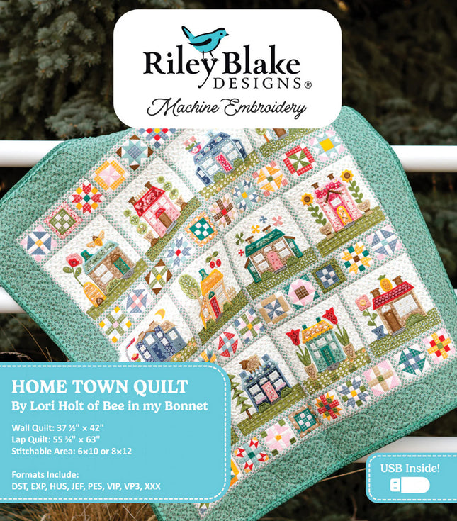 Riley Blake Lori Holt Home Town Quilt Projects-Machine Embroidery USB ME018HTQ24R1