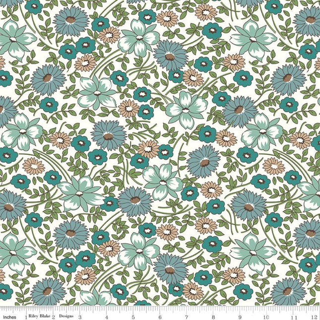 Riley Blake WIDE BACK Prairie Flower Teal WB12324-TEAL